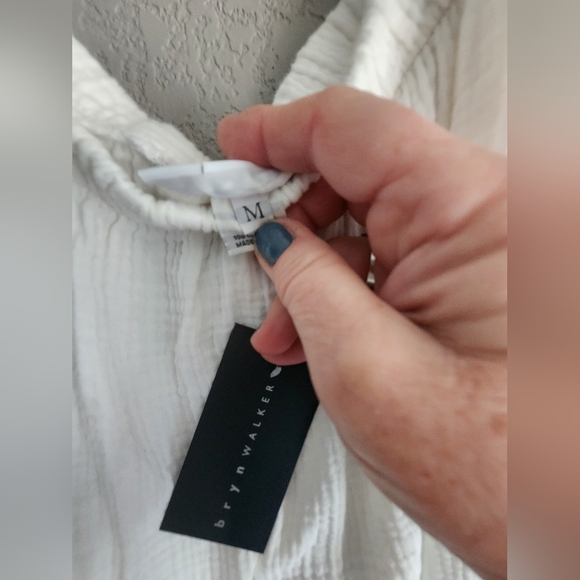 Bryn Walker Cotton White Two-Piece Set Lagenlook Casual Coastal Grandma Size: m - Picture 6 of 7